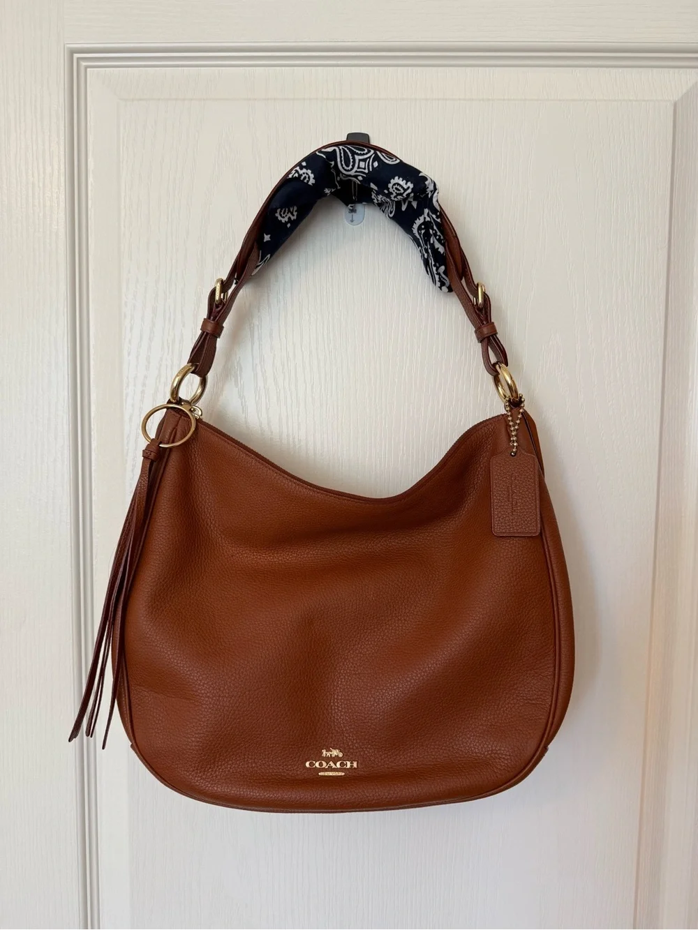 Coach Sutton Brown Pebbled Leather Hobo Bag